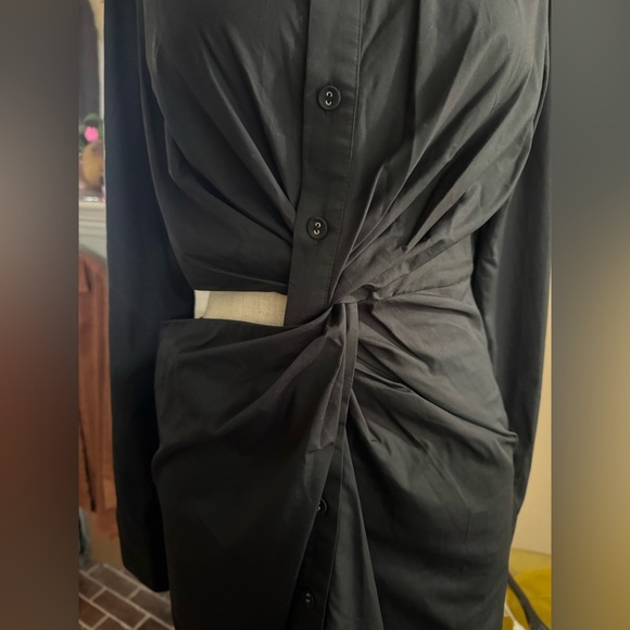 MINKPINK Allegra Twist Shirt Dress in Cotton black size L - Picture 11 of 16